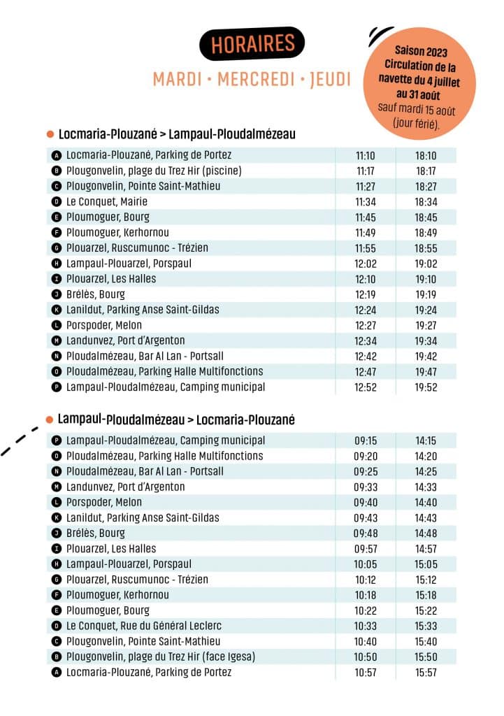 Horaires de la navette du littoral en pays d'iroise