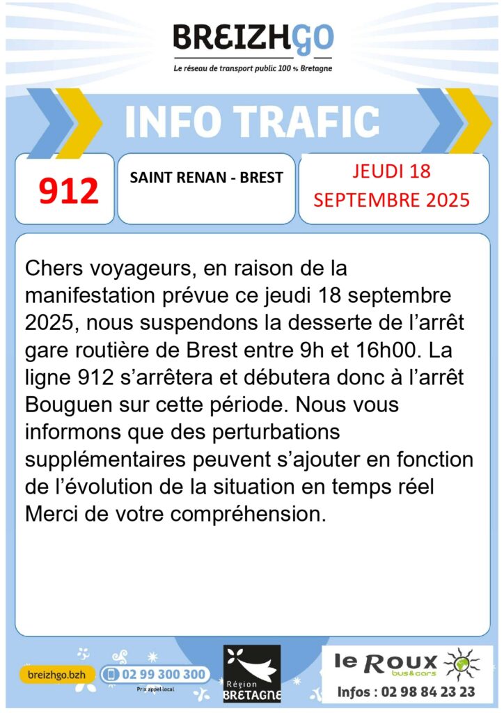 Manifestation : jeudi 18 septembre - Lignes 912; 914 & 915