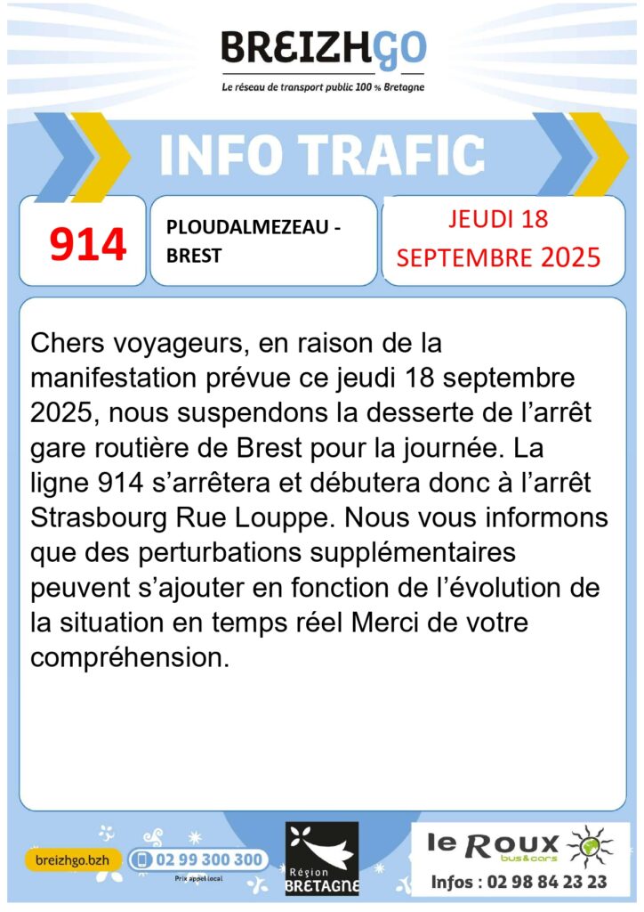 Manifestation : jeudi 18 septembre - Lignes 912; 914 & 915