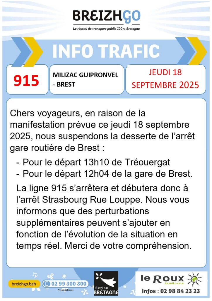 Manifestation : jeudi 18 septembre - Lignes 912; 914 & 915